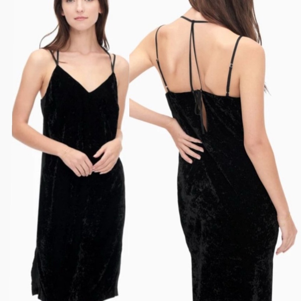 Splendid velvet slip midi dress black sz M